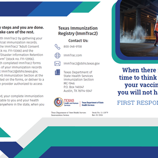 Texas Immunization Registry (ImmTrac2) First Responders Brochure