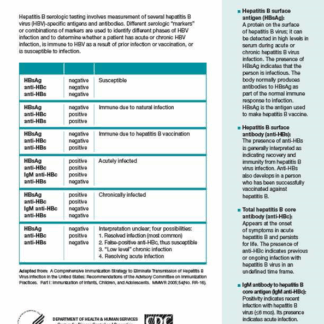 Perinatal Hepatitis B “Interpretation of Hepatitis B Serologic Test Results” - Laminated (English). Rev: 09/2017
