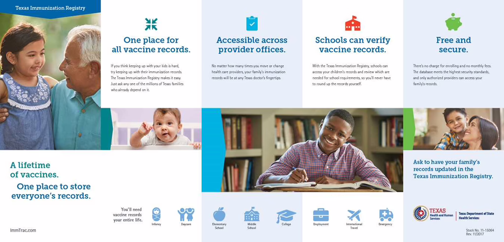 “A Lifetime of Vaccines.” Texas Immunization Registry (ImmTrac2) Parent Brochure.