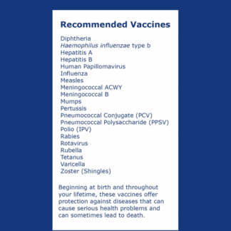 "Lifetime of Vaccines" Blue Photo Frame Magnet (English) Rev: 03/2020