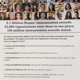 “ImmTrac2 Reminder for Providers” - Texas Immunization Registry (ImmTrac2) Flyer (English). Rev: 03/2020
