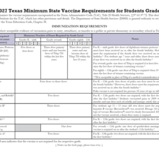 Texas Minimum State Vaccine Requirements for Students Grades K - 12 (Bilingual) 2026-2027 Rev: 02/26