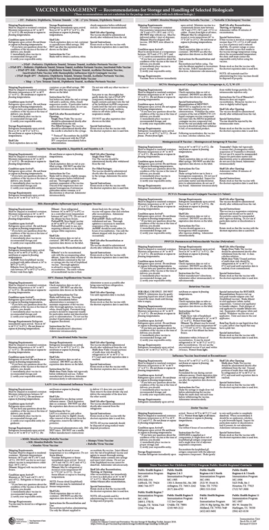 Vaccine Management - Recommendations for Storage and Handling of Selected Biologicals Poster
