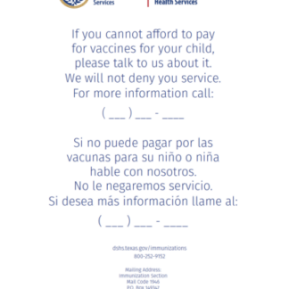 Fee for Vaccine Administration Poster.