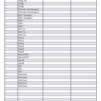 Adult Immunization Record Card (Bilingual). Rev: 09/2019