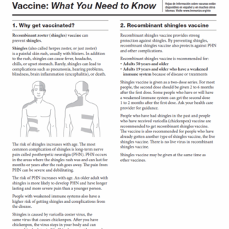 “Recombinant Zoster (Shingles) Vaccine What You Need to Know” Vaccine Information Statement (VIS) (English). Rev: 02/2022