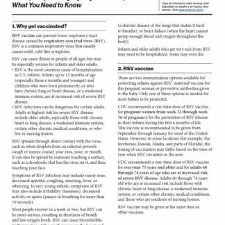 RSV (Respiratory Syncytial Virus) Vaccine What You Need to Know Vaccine Information Statement (VIS) English Rev: 01/2025