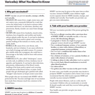 “MMRV (Measles, Mumps, Rubella, and Varicella) Vaccine What You Need to Know” Vaccine Information Statement (VIS) (English). - Rev: 01/2025