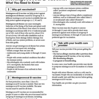 “Meningococcal B Vaccine What You Need to Know” Vaccine Information Statement (VIS) (English). - Rev: 01/2025