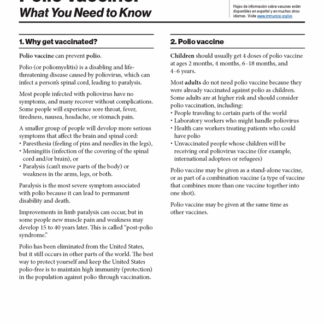“Polio Vaccine What You Need to Know” Vaccine Information Statement (VIS) (English) - Rev: 01/2025
