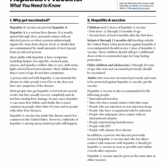 “Hepatitis A Vaccine What You Need to Know” Vaccine Information Statement (VIS) (English). Rev:01/2025 - Rev: 01/2025