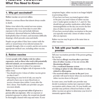 “Rabies Vaccine What You Need to Know” Vaccine Information Statement (VIS) (English). Rev: 06/2022