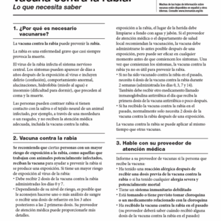 “Rabies Vaccine What You Need to Know” Vaccine Information Statement (VIS) (Spanish).Rev: 6/2022