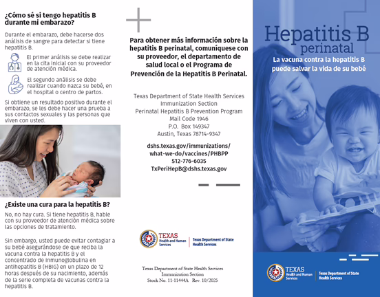 Hepatitis B Vaccine can save your baby's Life Brochure - Rev. 10/25 - Spanish