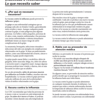 Influenza (Flu) Vaccine (Inactivated or Recombinant): What You Need to Know Vaccine Information Statement (VIS) (Spanish)