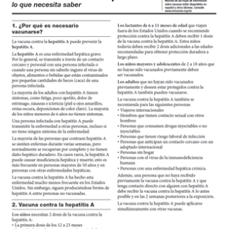 “Hepatitis A Vaccine What You Need to Know” Vaccine Information Statement (VIS) (Spanish)