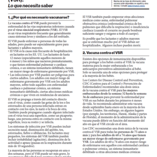 “RSV (Respiratory Syncytial Virus) Vaccine: What You Need to Know” Vaccine Information Statement (VIS)