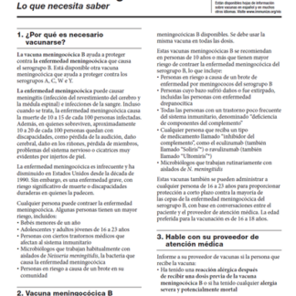 “Meningococcal B Vaccine: What You Need to Know” Vaccine Information Statement (VIS)