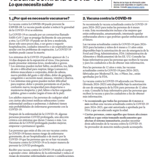 “COVID-19 Vaccine: What You Need to Know” Vaccine Information Statement (VIS)