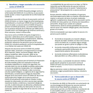 Texas COVID-19 Vaccine Information Statement - Spanish