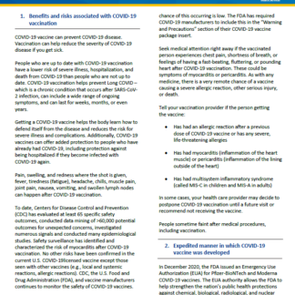 Texas COVID-19 Vaccine Information Statement - English