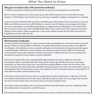 RSV (Respiratory Syncytial Virus) Vaccine  What You Need to Know Immunization Information Statement (IIS) (English)